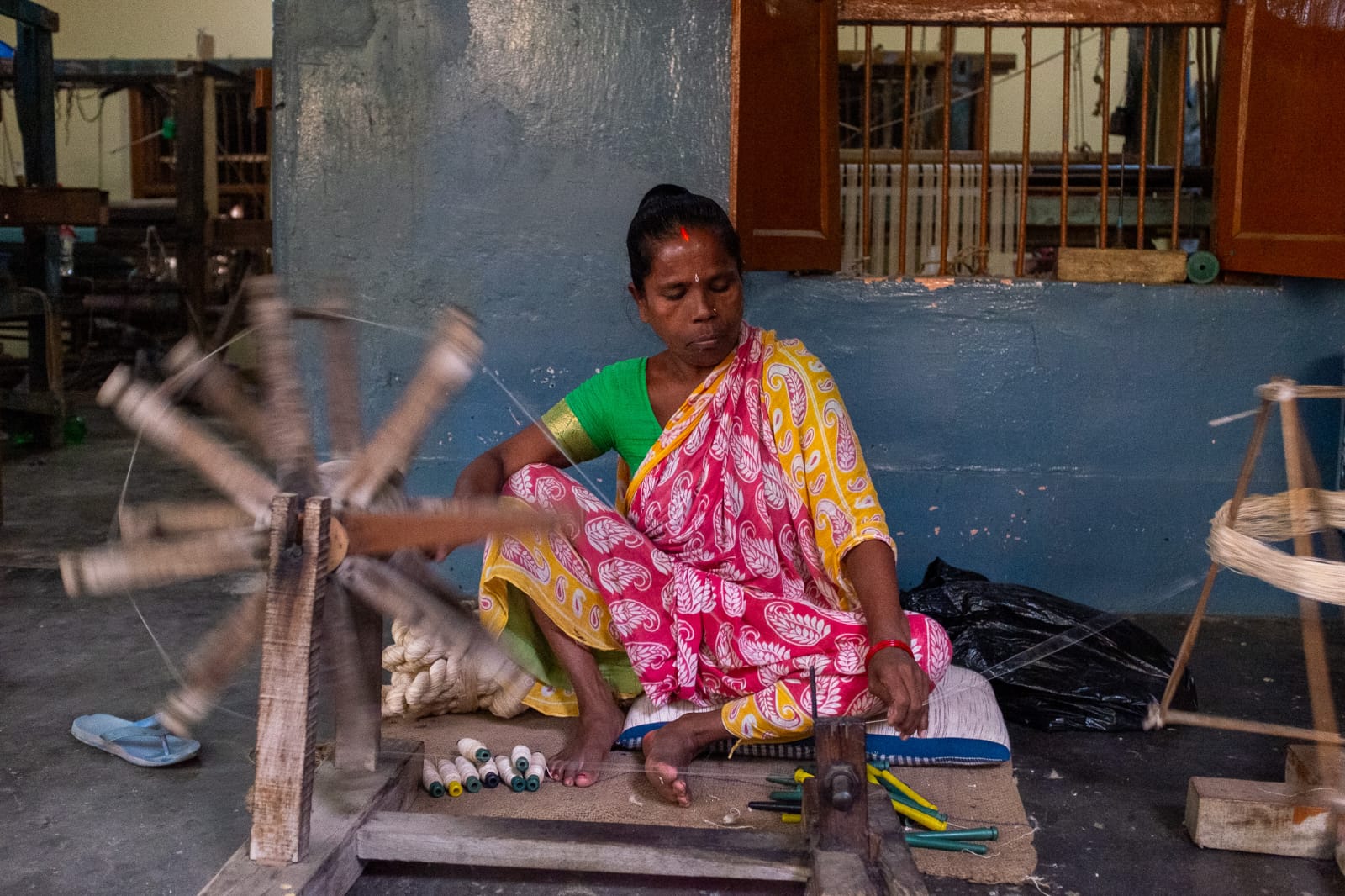 Handloom weaving at Little Flower